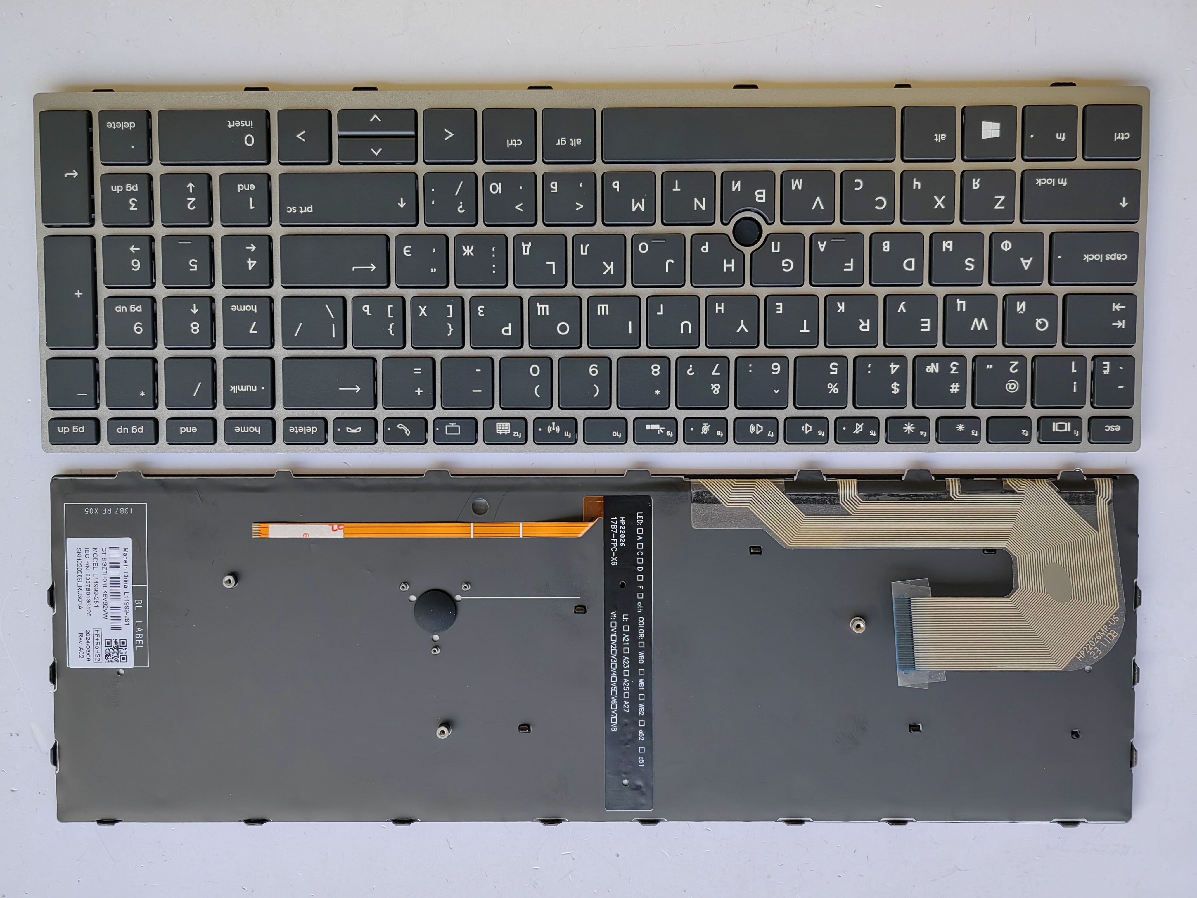 Picture of New Replacement Laptop Keyboard For HP 850G5/850G6 SILVER FRAME BLACK Backlit (OEM) RU Layout